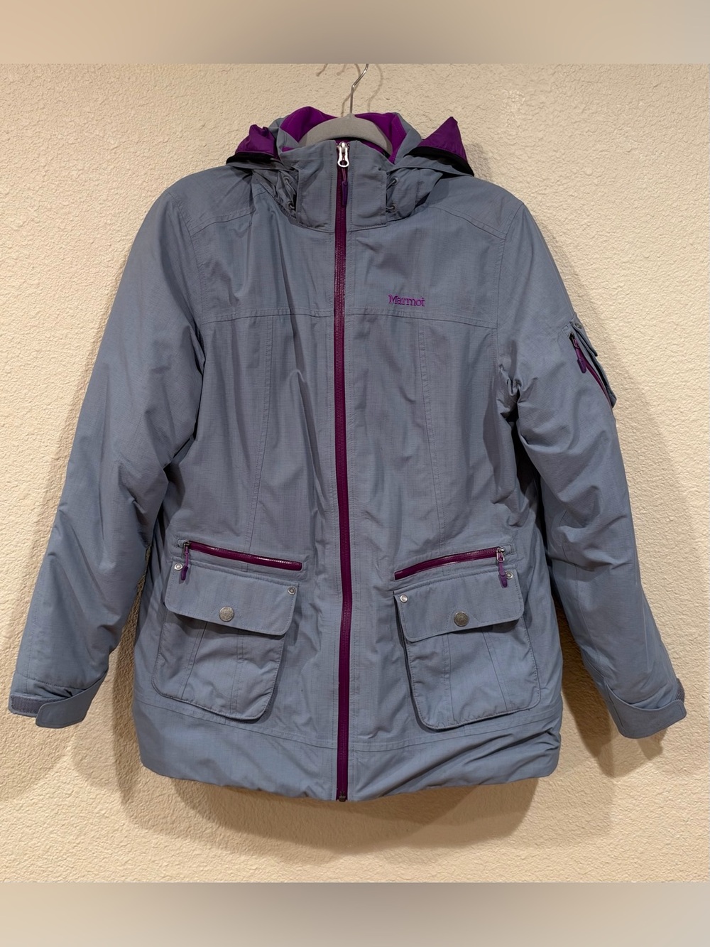Marmot Women’s MemBrain Ski Snowboard Jacket Gray Purple Size Large